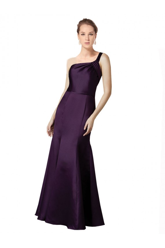 Acheter Pourpre Sirène Satiné Longue Robes demoiselle d'honneur / Robes de bal