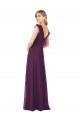 Acheter Pourpre Trapèze Col V Mousseline Longue Robes demoiselle d'honneur
