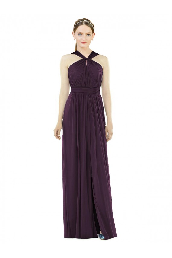 Acheter Pourpre Trapèze Licou Mousseline Longue Robes demoiselle d'honneur