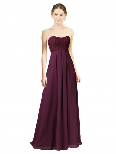 Acheter Pourpre Trapèze Mousseline Longue Robes demoiselle d'honneur