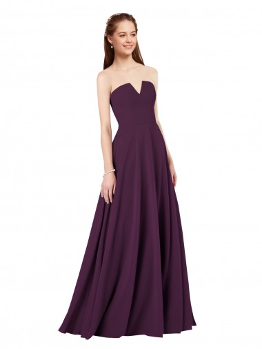 Acheter Pourpre Trapèze Sans bretelle Mousseline Longue Robes demoiselle d'honneur