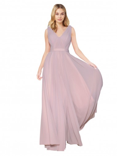 Acheter Primevère Trapèze Col V Mousseline Longue Formelles Robes demoiselle d'honneur / Robes de soirée / Robes de bal