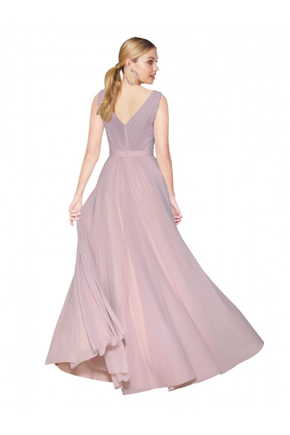 Acheter Primevère Trapèze Col V Mousseline Longue Formelles Robes demoiselle d'honneur / Robes de soirée / Robes de bal