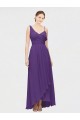 Acheter Prune Trapèze Col V Mousseline Longue Asymétrique Robes demoiselle d'honneur