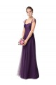 Acheter Prune Trapèze Tulle Longue Robes demoiselle d'honneur