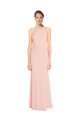 Acheter Rose 114 Trapèze Bretelles spaghetti Mousseline Longue Robes demoiselle d'honneur