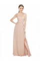 Acheter Rose 114 Trapèze Col V Mousseline Longue Robes demoiselle d'honneur
