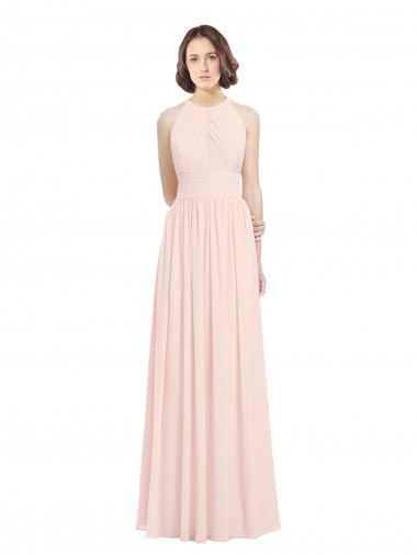 Acheter Rose 42 Trapèze Licou Mousseline Longue Robes demoiselle d'honneur