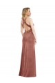 Acheter Rose Cannelle Trapèze Col V Velours Stretch Longue Formelles Robes demoiselle d'honneur / Robes de soirée / Robes de bal
