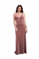 Acheter Rose Cannelle Trapèze Col V Velours Stretch Longue Formelles Robes demoiselle d'honneur / Robes de soirée / Robes de bal
