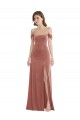 Acheter Rose Cannelle Trapèze Épaule Dénudée Velours Stretch Longue Robes demoiselle d'honneur / Robes de bal