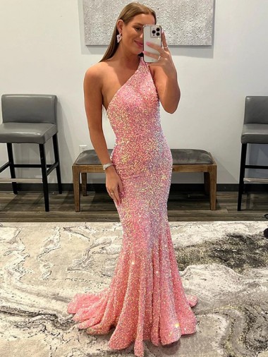 Acheter Rose Fourreau Balayage train Paillettes Velours Longue Robes de bal
