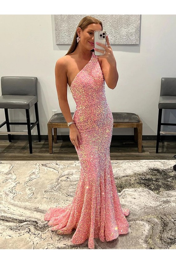 Acheter Rose Fourreau Balayage train Paillettes Velours Longue Robes de bal