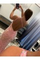 Acheter Rose Fourreau Balayage train Paillettes Velours Longue Robes de bal