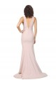 Acheter Rose Fourreau Col V Balayage train Crêpe Stretch Longue Formelles Robes demoiselle d'honneur / Robes de soirée / Robes de bal