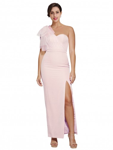 Acheter Rose Fourreau Crêpe Stretch Longue Formelles Robes demoiselle d'honneur / Robes de soirée / Robes de bal