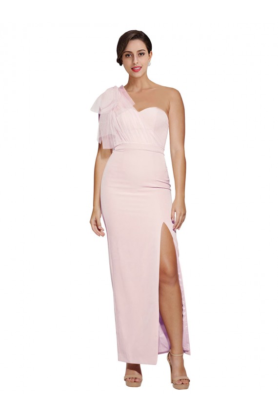 Acheter Rose Fourreau Crêpe Stretch Longue Formelles Robes demoiselle d'honneur / Robes de soirée / Robes de bal