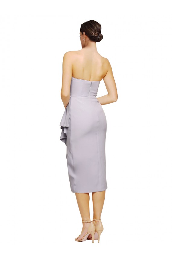 Acheter Lilas arctique Fourreau Sans bretelle midi Crêpe Stretch Courte Asymétrique Robes demoiselle d'honneur / Robes de soirée / Robes de cocktail