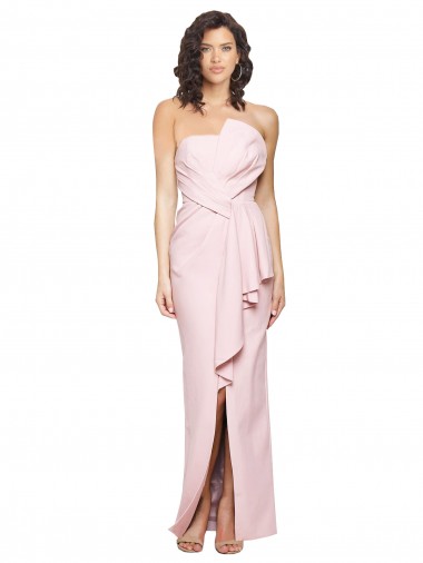 Acheter Rose Fourreau Sans bretelle Crêpe Stretch Longue Formelles Robes demoiselle d'honneur / Robes de soirée / Robes de bal