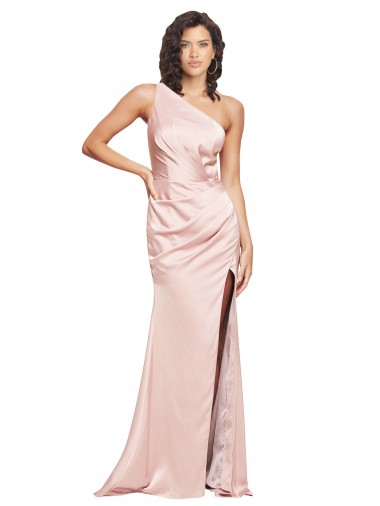Acheter Rose Fourreau Satiné Soyeux Longue Formelles Robes demoiselle d'honneur / Robes de soirée / Robes de bal