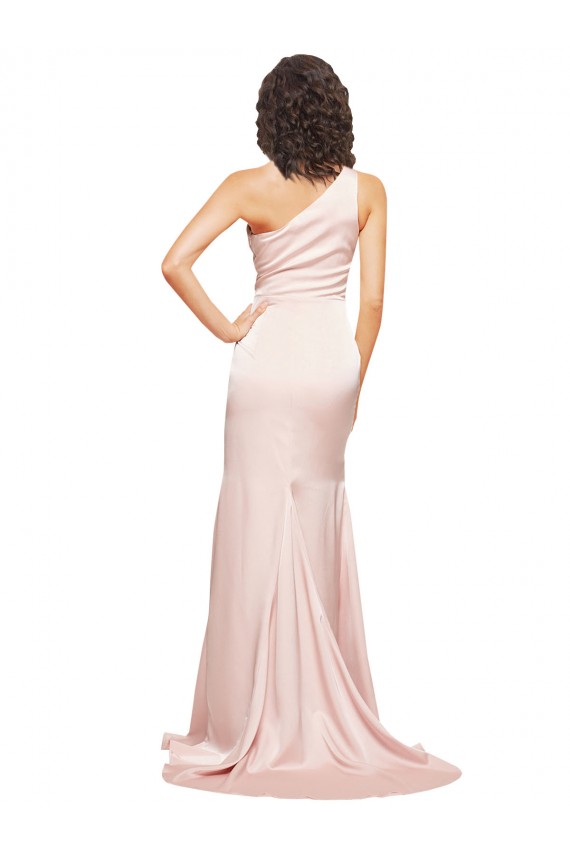 Acheter Rose Fourreau Satiné Soyeux Longue Formelles Robes demoiselle d'honneur / Robes de soirée / Robes de bal