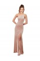 Acheter Rose Fourreau Velours Stretch Longue Formelles Robes demoiselle d'honneur / Robes de soirée / Robes de bal