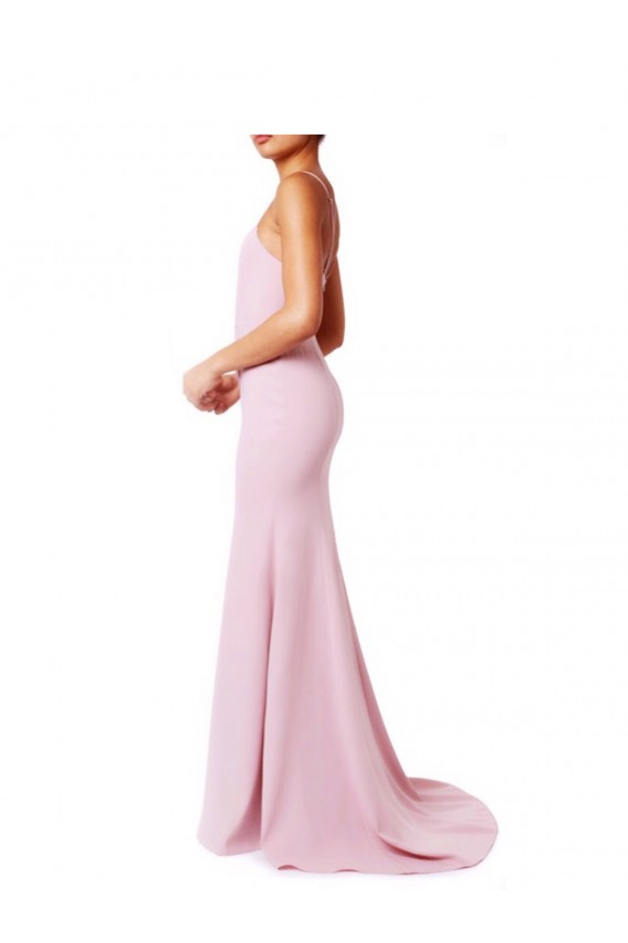 Acheter Rose Sirène Bretelles spaghetti Col Carré Crêpe Stretch Longue Robes demoiselle d'honneur / Robes de bal