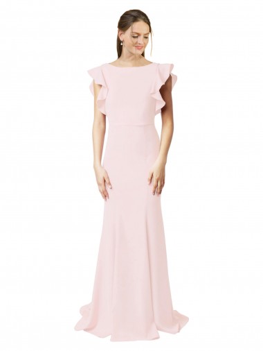 Acheter Rose Sirène Col bijou Balayage train Crêpe Stretch Longue Robes demoiselle d'honneur / Robes de bal