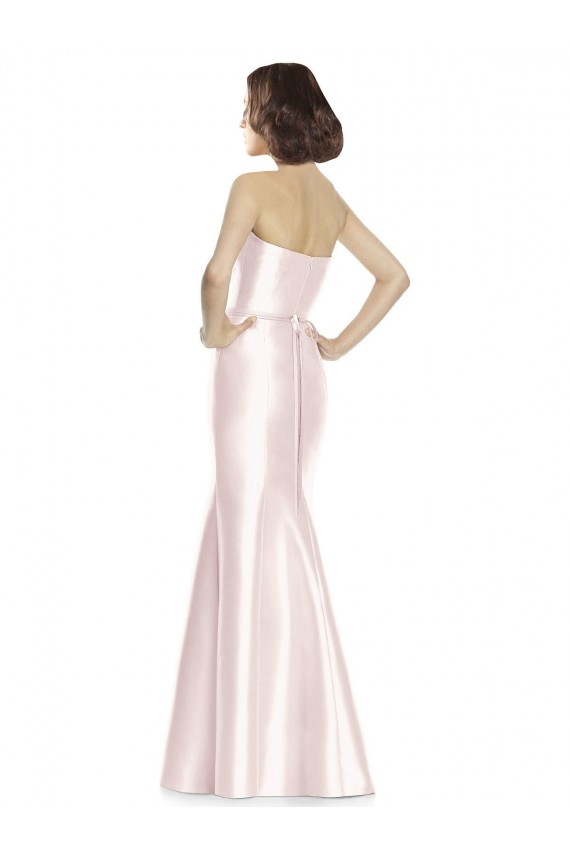 Acheter Rose Sirène Sans bretelle Satiné Longue Robes demoiselle d'honneur