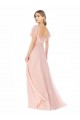 Acheter Rose Trapèze Col Carré Mousseline Longue Robes demoiselle d'honneur