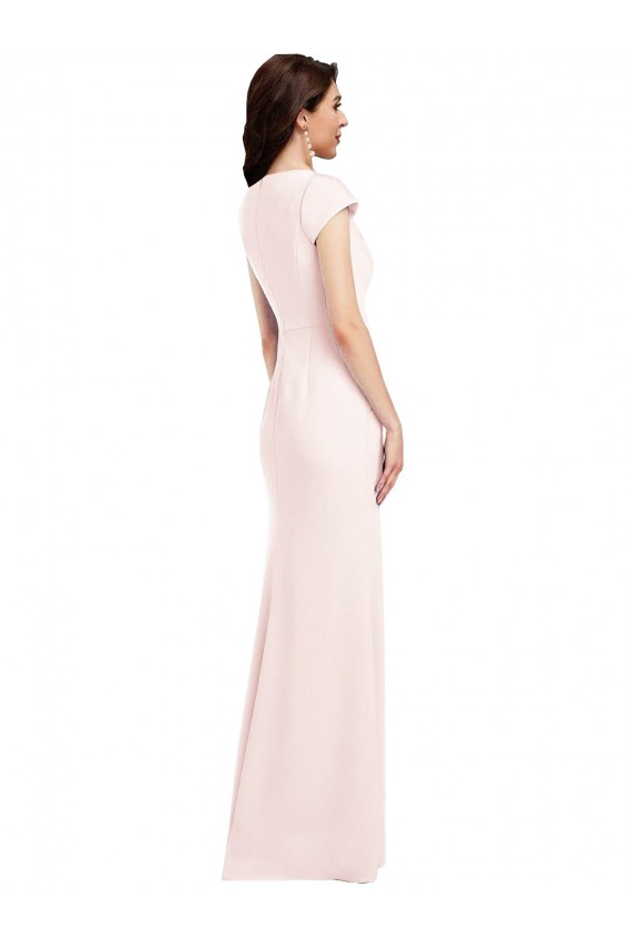 Acheter Rose Trapèze Col V Crêpe Stretch Longue Formelles Robes demoiselle d'honneur / Robes de soirée / Robes de bal