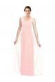 Acheter Rose Trapèze Col V Mousseline Longue Robes demoiselle d'honneur