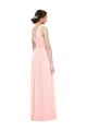 Acheter Rose Trapèze Col V Mousseline Longue Robes demoiselle d'honneur