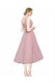 Acheter Rose Trapèze Col V Tulle Courte Robes demoiselle d'honneur / Robes de cocktail