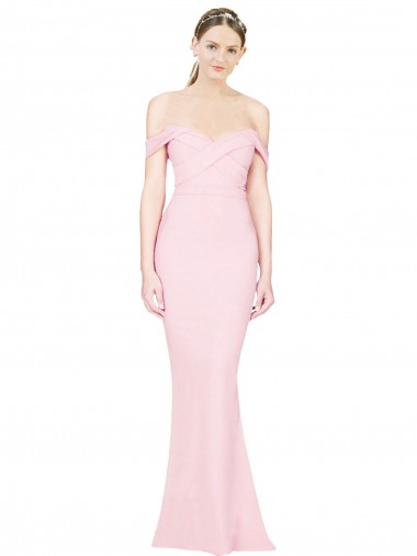 Acheter Rose Trapèze Sans bretelle Crêpe Stretch Longue Formelles Robes demoiselle d'honneur / Robes de soirée / Robes de bal
