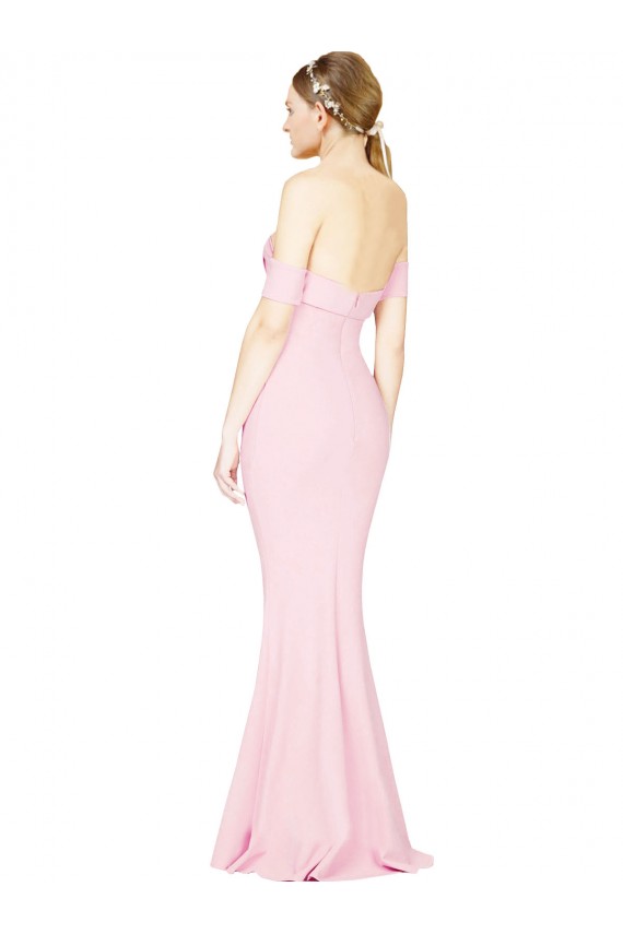 Acheter Rose Trapèze Sans bretelle Crêpe Stretch Longue Formelles Robes demoiselle d'honneur / Robes de soirée / Robes de bal