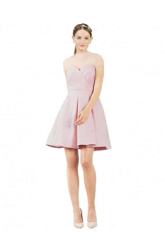 Acheter Rose Trapèze Satiné Courte Robes demoiselle d'honneur / Robes de cocktail