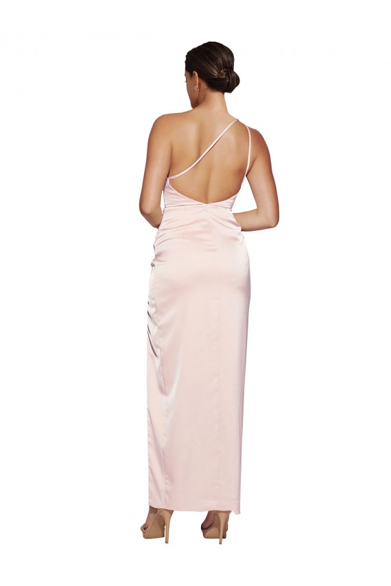 Acheter Rose Trapèze Satiné Soyeux Longue Robes demoiselle d'honneur / Robes de bal