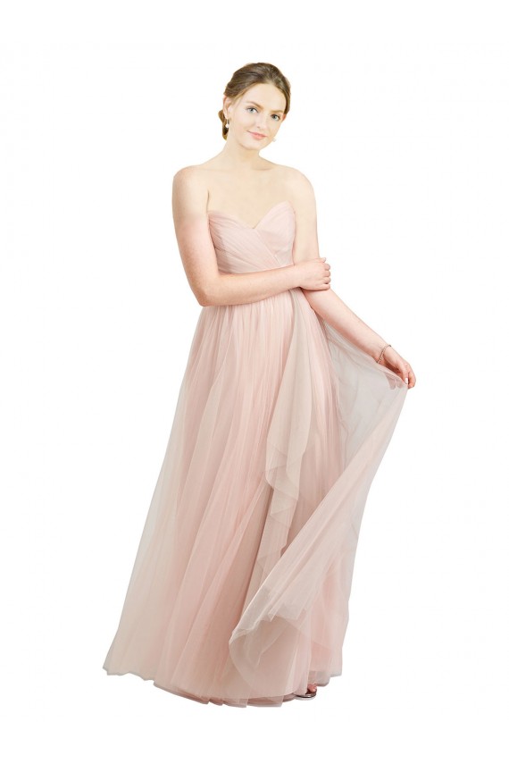Acheter Rose Trapèze Tulle Longue Robes demoiselle d'honneur