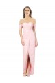 Acheter Rose Trapèze Épaule Dénudée Sans bretelle Mousseline Longue Asymétrique Robes demoiselle d'honneur