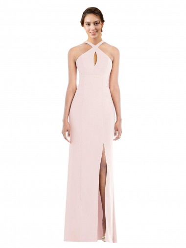 Acheter Rose Trompette Licou Crêpe Stretch Longue Formelles Robes demoiselle d'honneur / Robes de soirée / Robes de bal
