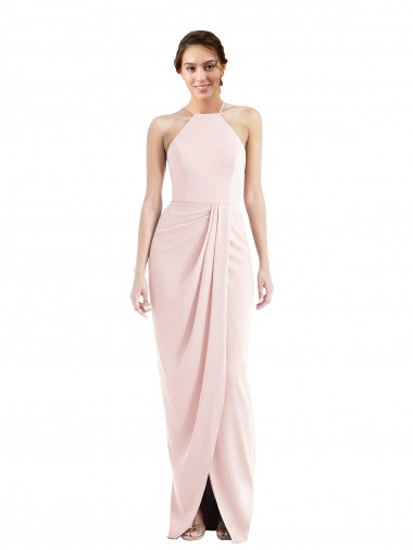 Acheter Rose Trompette Licou Crêpe Stretch Longue Robes demoiselle d'honneur / Robes de bal