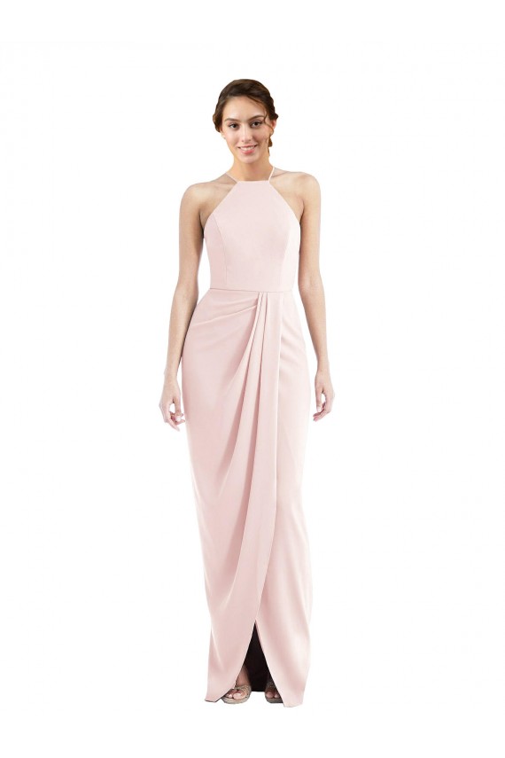 Acheter Rose Trompette Licou Crêpe Stretch Longue Robes demoiselle d'honneur / Robes de bal