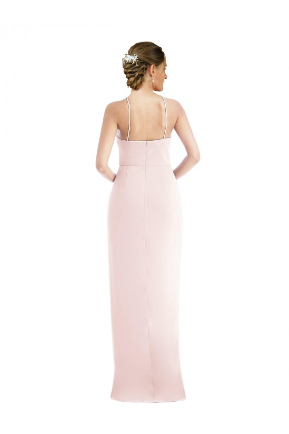 Acheter Rose Trompette Licou Crêpe Stretch Longue Robes demoiselle d'honneur / Robes de bal