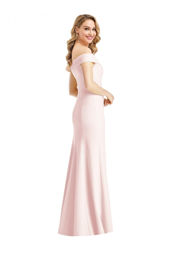 Acheter Rose Trompette Épaule Dénudée Col V Crêpe Stretch Longue Formelles Robes demoiselle d'honneur / Robes de soirée / Robes de bal