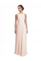 Acheter Rose crème Trapèze Bateau Col Haut Mousseline Longue Robes demoiselle d'honneur