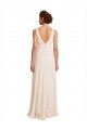 Acheter Rose crème Trapèze Bateau Col Haut Mousseline Longue Robes demoiselle d'honneur