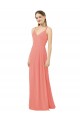 Acheter Rose du Désert Fourreau Col V Mousseline Longue Robes demoiselle d'honneur