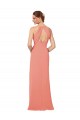 Acheter Rose du Désert Fourreau Col V Mousseline Longue Robes demoiselle d'honneur