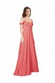 Acheter Rose du Désert Trapèze Épaule Dénudée Mousseline Longue Robes demoiselle d'honneur